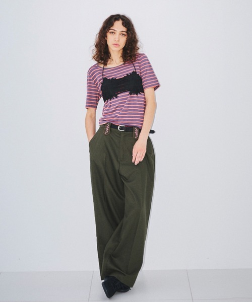 OPULENCE(オーピュレンス)の「Flower Loop ワイドカルゼパンツ(その他パンツ・レディース・カーキ/アイボリー/ブラック・FREE)」の6枚目の写真
