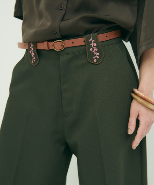 OPULENCE(オーピュレンス)の「Flower Loop ワイドカルゼパンツ(その他パンツ・レディース・カーキ/アイボリー/ブラック・FREE)」の9枚目の写真