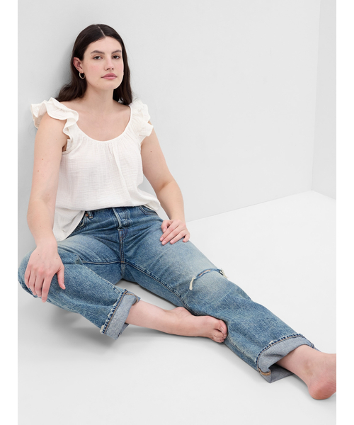 GAP(ギャップ)の「クリンクル ガーゼ ラッフルフリル タンクトップ(シャツ/ブラウス・レディース・ホワイト/グリーン/ブラック/レッド・S/L/M/XS/XXS)」の8枚目の写真