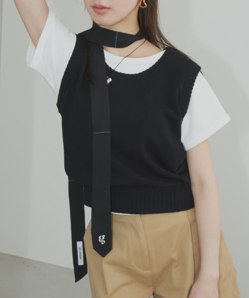 GIUNON(ジウノン)の「logo stitch bowtie / ロゴステッチボウタイ(ストール/ショール・レディース・ブラック・FREE)」の5枚目の写真