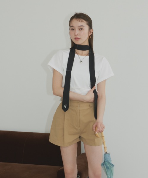 GIUNON(ジウノン)の「logo stitch bowtie / ロゴステッチボウタイ(ストール/ショール・レディース・ブラック・FREE)」の2枚目の写真