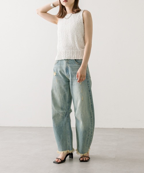 mystic（ミスティック）の「ブークレニットタンクトップ（タンクトップ・レディース・ブラック/オフホワイト・FREE）」の7枚目の写真