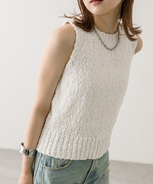 mystic（ミスティック）の「ブークレニットタンクトップ（タンクトップ・レディース・ブラック/オフホワイト・FREE）」の18枚目の写真