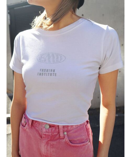 EMODA（エモダ）の「ストーンロゴミニマルTシャツ（Tシャツ/カットソー・レディース・ホワイト/ブラック/ブルー・FREE）」の14枚目の写真
