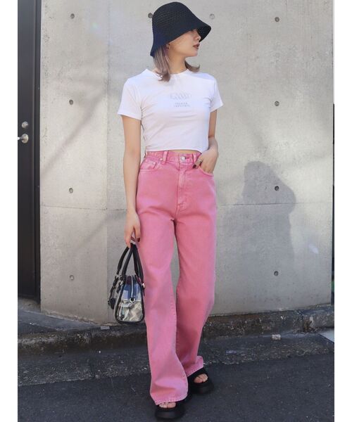 EMODA（エモダ）の「ストーンロゴミニマルTシャツ（Tシャツ/カットソー・レディース・ホワイト/ブラック/ブルー・FREE）」の11枚目の写真