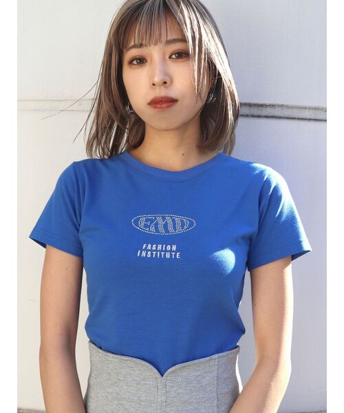 EMODA（エモダ）の「ストーンロゴミニマルTシャツ（Tシャツ/カットソー・レディース・ホワイト/ブラック/ブルー・FREE）」の22枚目の写真
