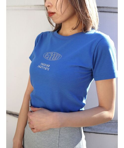 EMODA（エモダ）の「ストーンロゴミニマルTシャツ（Tシャツ/カットソー・レディース・ホワイト/ブラック/ブルー・FREE）」の8枚目の写真