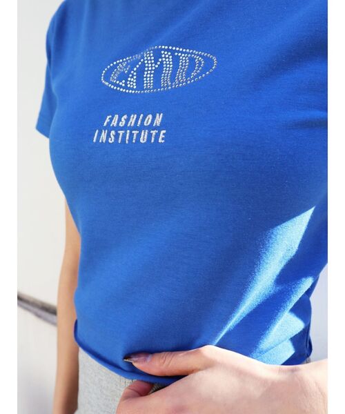 EMODA（エモダ）の「ストーンロゴミニマルTシャツ（Tシャツ/カットソー・レディース・ホワイト/ブラック/ブルー・FREE）」の15枚目の写真