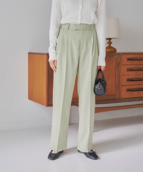 titivate（ティティベイト）の「ツータックセンタープレスワイドパンツ（その他パンツ・レディース・ボルドー/ピンク/グレー/ライトブラウン/アイボリー/ブラック/オフホワイト/ライトグリーン・PS(XS－S)/M/TM/L）」の7枚目の写真