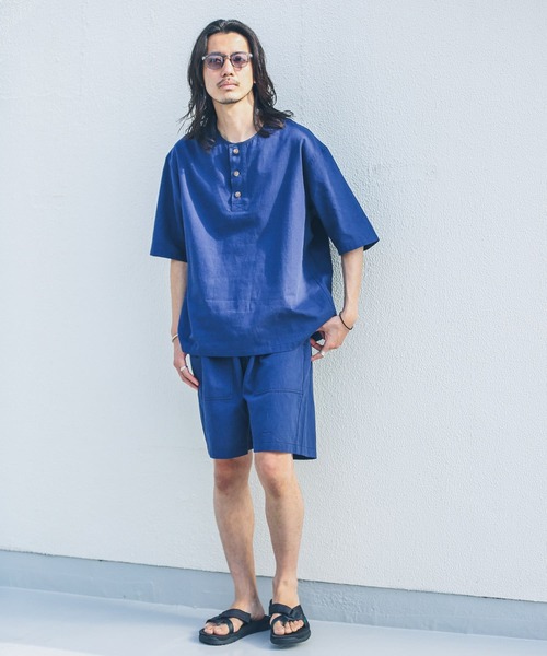 URBAN RESEARCH Sonny Label(アーバンリサーチサニーレーベル)の「コットンリネンスリーピングシャツ(Tシャツ/カットソー・メンズ・ナチュラル/ネイビー・MEDIUM/LARGE)」の16枚目の写真