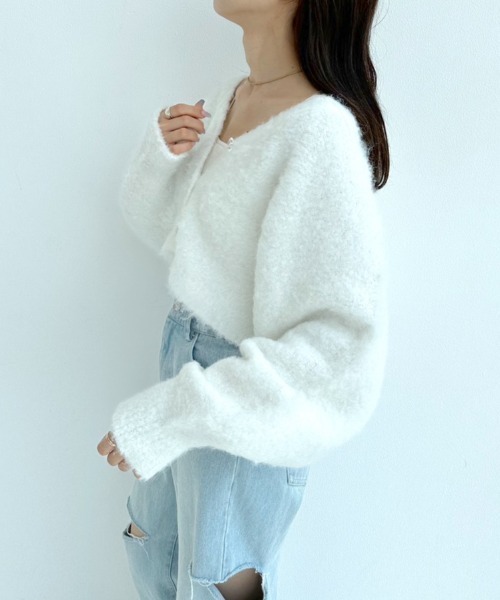 OLIVE des OLIVE（オリーブデオリーブ）の「ドルマンショートカーディガン　1032050050（カーディガン/ボレロ・レディース・チャコールグレー/オフホワイト/ピンク/ラベンダー/オートミール・FREE）」の19枚目の写真