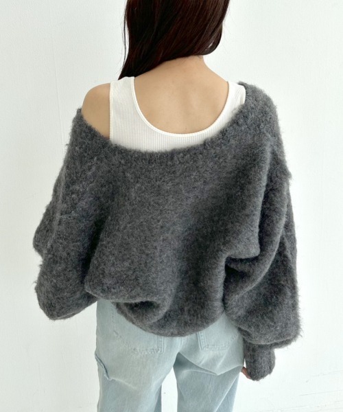 OLIVE des OLIVE（オリーブデオリーブ）の「ドルマンショートカーディガン　1032050050（カーディガン/ボレロ・レディース・チャコールグレー/オフホワイト/ピンク/ラベンダー/オートミール・FREE）」の7枚目の写真