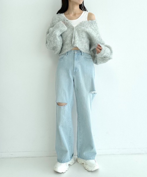 OLIVE des OLIVE（オリーブデオリーブ）の「ドルマンショートカーディガン　1032050050（カーディガン/ボレロ・レディース・チャコールグレー/オフホワイト/ピンク/ラベンダー/オートミール・FREE）」の11枚目の写真