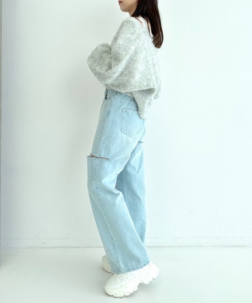 OLIVE des OLIVE（オリーブデオリーブ）の「ドルマンショートカーディガン　1032050050（カーディガン/ボレロ・レディース・チャコールグレー/オフホワイト/ピンク/ラベンダー/オートミール・FREE）」の16枚目の写真