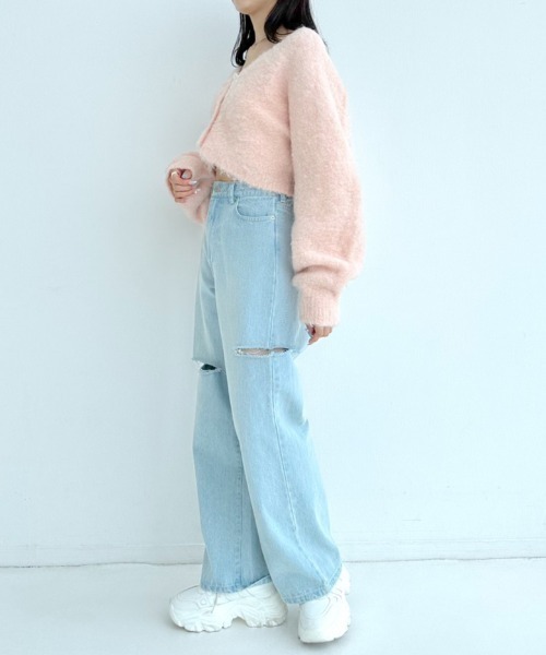 OLIVE des OLIVE（オリーブデオリーブ）の「ドルマンショートカーディガン　1032050050（カーディガン/ボレロ・レディース・チャコールグレー/オフホワイト/ピンク/ラベンダー/オートミール・FREE）」の22枚目の写真