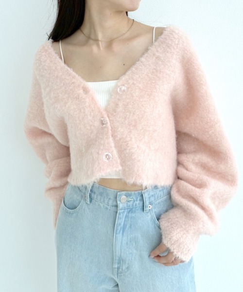 OLIVE des OLIVE（オリーブデオリーブ）の「ドルマンショートカーディガン　1032050050（カーディガン/ボレロ・レディース・チャコールグレー/オフホワイト/ピンク/ラベンダー/オートミール・FREE）」の13枚目の写真