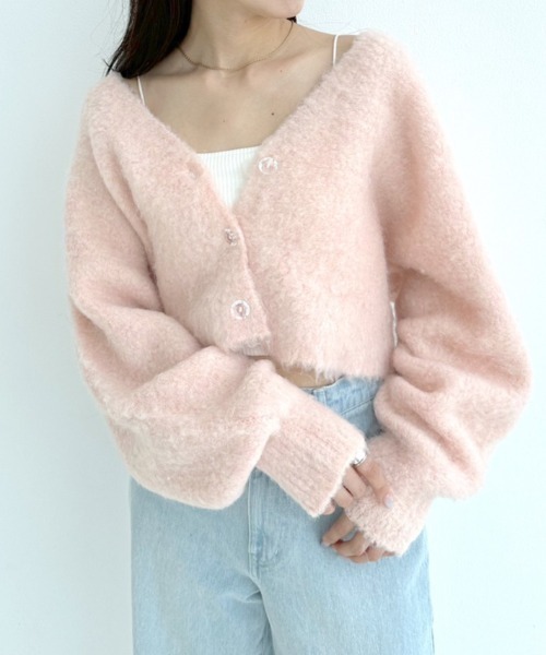 OLIVE des OLIVE（オリーブデオリーブ）の「ドルマンショートカーディガン　1032050050（カーディガン/ボレロ・レディース・チャコールグレー/オフホワイト/ピンク/ラベンダー/オートミール・FREE）」の18枚目の写真