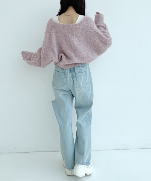 OLIVE des OLIVE（オリーブデオリーブ）の「ドルマンショートカーディガン　1032050050（カーディガン/ボレロ・レディース・チャコールグレー/オフホワイト/ピンク/ラベンダー/オートミール・FREE）」の12枚目の写真