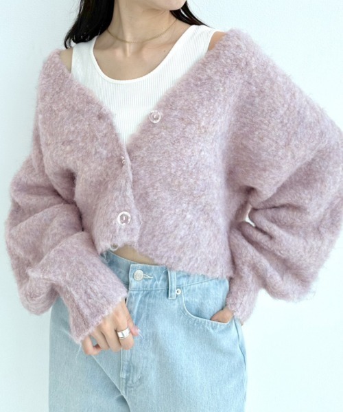 OLIVE des OLIVE（オリーブデオリーブ）の「ドルマンショートカーディガン　1032050050（カーディガン/ボレロ・レディース・チャコールグレー/オフホワイト/ピンク/ラベンダー/オートミール・FREE）」の17枚目の写真