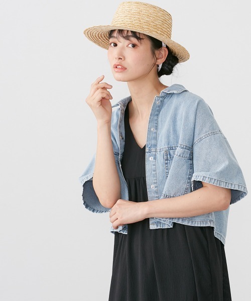 Le temps riche(ルタンリッシュ)の「ハーフスリーブデニムシャツ <Le temps riche>(シャツ/ブラウス・レディース・ブラック系その他/ブルー系その他・F)」の12枚目の写真