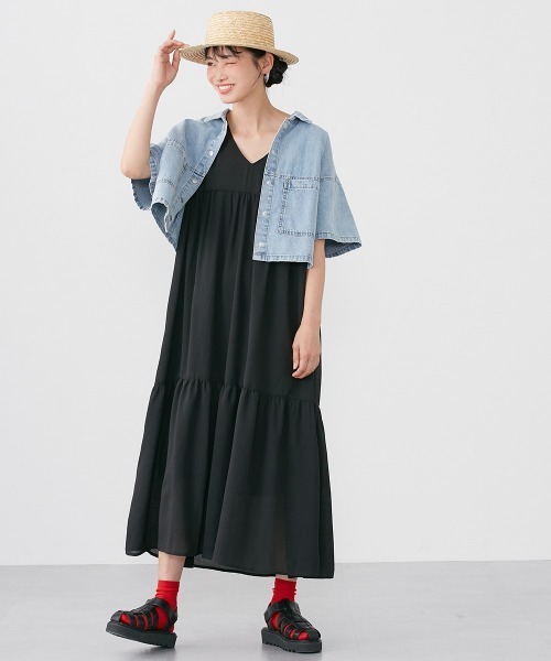 Le temps riche(ルタンリッシュ)の「ハーフスリーブデニムシャツ <Le temps riche>(シャツ/ブラウス・レディース・ブラック系その他/ブルー系その他・F)」の6枚目の写真