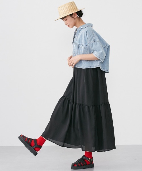 Le temps riche(ルタンリッシュ)の「ハーフスリーブデニムシャツ <Le temps riche>(シャツ/ブラウス・レディース・ブラック系その他/ブルー系その他・F)」の15枚目の写真