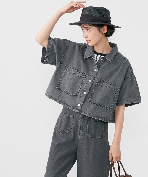 Le temps riche(ルタンリッシュ)の「ハーフスリーブデニムシャツ <Le temps riche>(シャツ/ブラウス・レディース・ブラック系その他/ブルー系その他・F)」の19枚目の写真