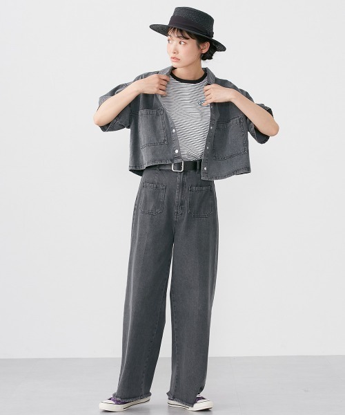 Le temps riche(ルタンリッシュ)の「ハーフスリーブデニムシャツ <Le temps riche>(シャツ/ブラウス・レディース・ブラック系その他/ブルー系その他・F)」の13枚目の写真