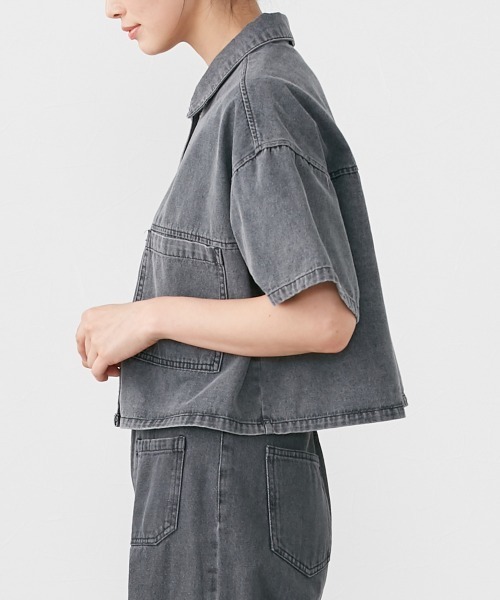 Le temps riche(ルタンリッシュ)の「ハーフスリーブデニムシャツ <Le temps riche>(シャツ/ブラウス・レディース・ブラック系その他/ブルー系その他・F)」の16枚目の写真