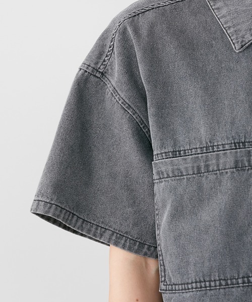 Le temps riche(ルタンリッシュ)の「ハーフスリーブデニムシャツ <Le temps riche>(シャツ/ブラウス・レディース・ブラック系その他/ブルー系その他・F)」の11枚目の写真