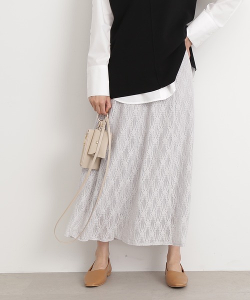 N.(N. Natural Beauty Basic)(エヌエヌナチュラルビューティーベーシック)の「【S Size Line】◆レースロングスカート(スカート・レディース・ライトグレー/ブラック/ブルー・SMALL/MEDIUM)」の1枚目の写真
