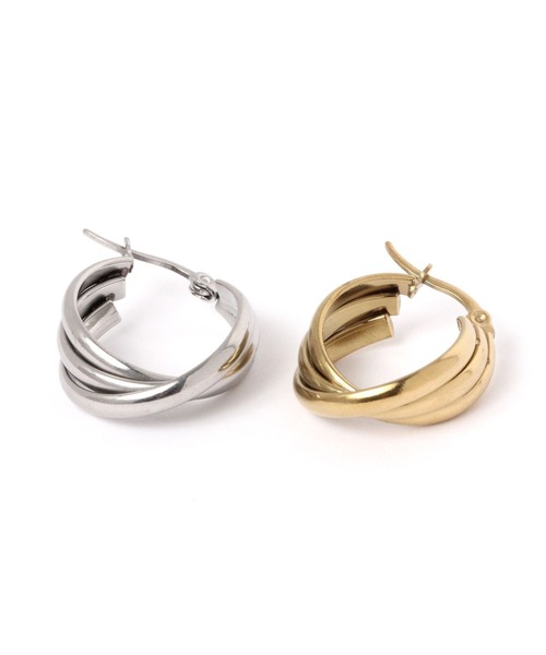 LAKOLE(ラコレ)の「ステンレス重ねフープピアス / 187880(ピアス(両耳用)・レディース・その他1/その他2・FREE)」の4枚目の写真