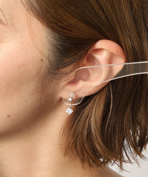 grove（グローブ）の「◆フラワーキュービックビジューピアス【2WAY】（ピアス（両耳用）・レディース・ピンクゴールド/シルバー/ゴールド・00）」の7枚目の写真