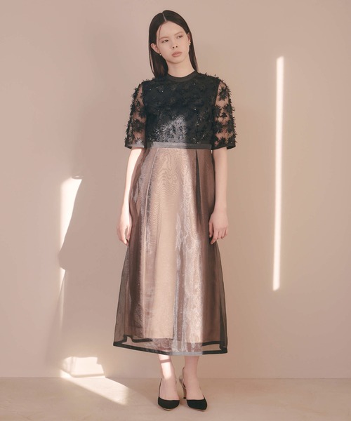 エンブロイダリーミックスドレス【結婚式 二次会 同窓会 成人式