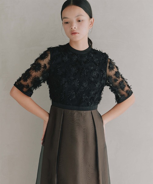 エンブロイダリーミックスドレス【結婚式 二次会 同窓会 成人式