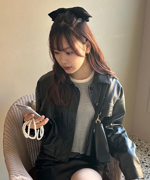 one after another NICE CLAUP(ワンアフターアナザーナイスクラップ)の「セットアップジャケットあり/フェイクレザー台形スカート(スカート・レディース・アイボリー/ブラック/キャメル・FREE)」の8枚目の写真