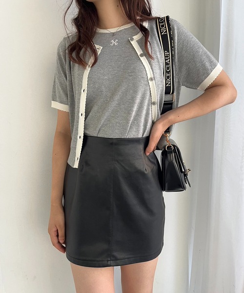 one after another NICE CLAUP(ワンアフターアナザーナイスクラップ)の「セットアップジャケットあり/フェイクレザー台形スカート(スカート・レディース・アイボリー/ブラック/キャメル・FREE)」の11枚目の写真