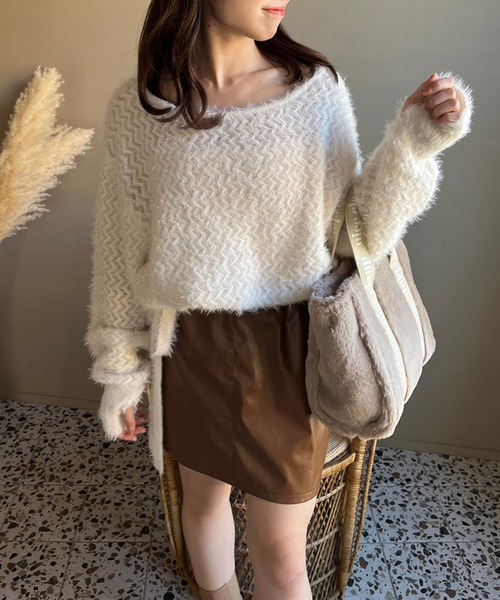 one after another NICE CLAUP(ワンアフターアナザーナイスクラップ)の「セットアップジャケットあり/フェイクレザー台形スカート(スカート・レディース・アイボリー/ブラック/キャメル・FREE)」の12枚目の写真