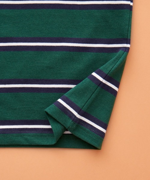 SHISKY（シスキー）の「SHISKY / シスキー ビッグシルエット ボーダー ロンT 長袖 キッズ（Tシャツ/カットソー・キッズ・ベージュ/ホワイト/ネイビー/ブラック/グリーン/チャコール/パープル系2/ブラック系2/ホワイト系2/グレー系2/ベージュ系2/グリーン系2・140/130/150/160/120/110）」の16枚目の写真