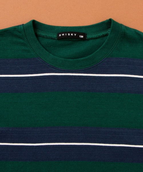 SHISKY（シスキー）の「SHISKY / シスキー ビッグシルエット ボーダー ロンT 長袖 キッズ（Tシャツ/カットソー・キッズ・ベージュ/ホワイト/ネイビー/ブラック/グリーン/チャコール/パープル系2/ブラック系2/ホワイト系2/グレー系2/ベージュ系2/グリーン系2・140/130/150/160/120/110）」の18枚目の写真