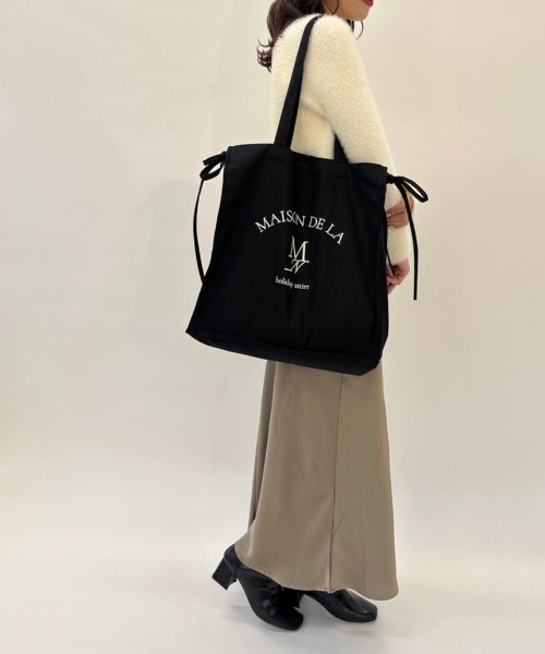 mellowneon(メロウネオン)の「A4カラーリボントートバッグ/キャンバストートバッグ/内ポケット有り/中敷き付き(トートバッグ・レディース・アイボリー/ブラック/ライトブルー/モカ/パープル/ミント/オレンジ/イエロー/レッド/ピンク・FREE)」の20枚目の写真