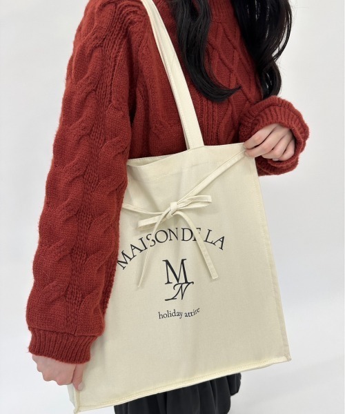 mellowneon(メロウネオン)の「A4カラーリボントートバッグ/キャンバストートバッグ/内ポケット有り/中敷き付き(トートバッグ・レディース・アイボリー/ブラック/ライトブルー/モカ/パープル/ミント/オレンジ/イエロー/レッド/ピンク・FREE)」の11枚目の写真