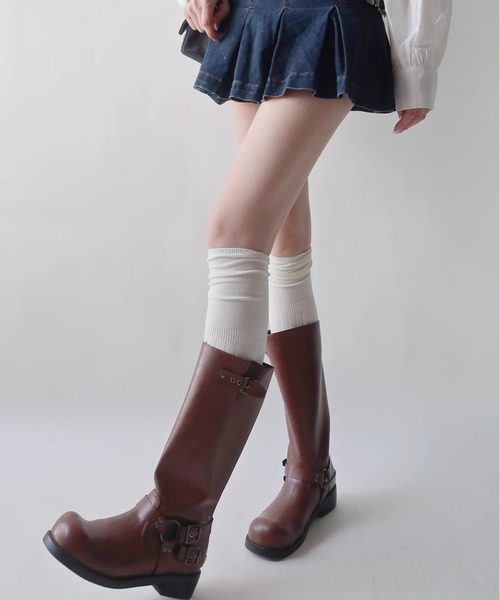 Vipoa（ヴィポア）の「リブオーバーニールーズソックス（ソックス/靴下・レディース・グレー/ホワイト/アイボリー/ブラック・FREE）」の22枚目の写真