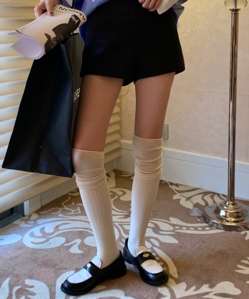 Vipoa（ヴィポア）の「リブオーバーニールーズソックス（ソックス/靴下・レディース・グレー/ホワイト/アイボリー/ブラック・FREE）」の17枚目の写真