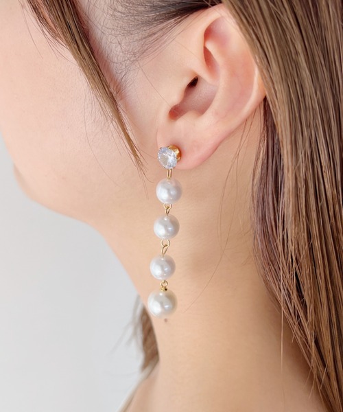 sowang（ソワン）の「【ステンレス】 ４連フロー ジュエルパールピアス（ピアス（両耳用）・レディース・ゴールド/シルバー・FREE）」の8枚目の写真