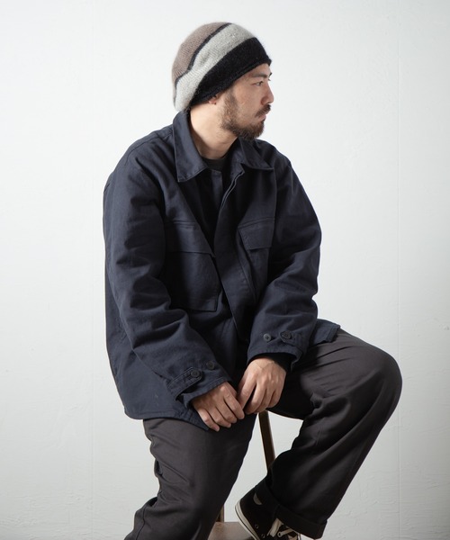 【セール】Stripe Mohair Knit Tam Beret / ボーダー切り替えモヘアニットタムベレー（ニットキャップ/ビーニー）｜RACAL（ラカル）