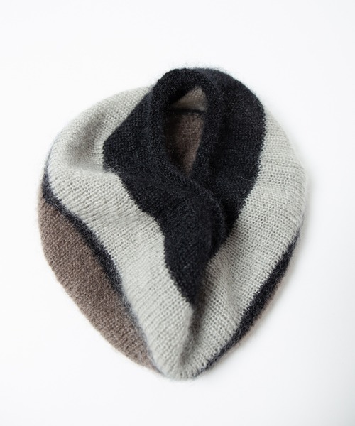 RACAL（ラカル）の「Stripe Mohair Knit Tam Beret / ボーダー切り替えモヘアニットタムベレー（ニットキャップ/ビーニー・メンズ・ブラック系その他/グリーン系その他/ブラック/ブルー系その他/チャコールグレー・FREE）」の6枚目の写真