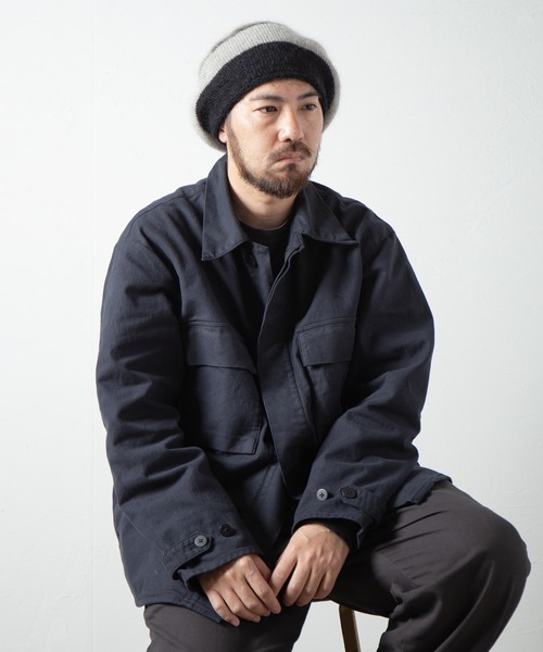 RACAL（ラカル）の「Stripe Mohair Knit Tam Beret / ボーダー切り替えモヘアニットタムベレー（ニットキャップ/ビーニー・メンズ・ブラック系その他/グリーン系その他/ブラック/ブルー系その他/チャコールグレー・FREE）」の10枚目の写真