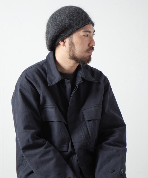 RACAL（ラカル）の「Stripe Mohair Knit Tam Beret / ボーダー切り替えモヘアニットタムベレー（ニットキャップ/ビーニー・メンズ・ブラック系その他/グリーン系その他/ブラック/ブルー系その他/チャコールグレー・FREE）」の18枚目の写真