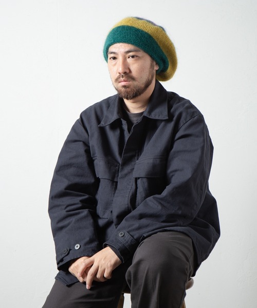RACAL（ラカル）の「Stripe Mohair Knit Tam Beret / ボーダー切り替えモヘアニットタムベレー（ニットキャップ/ビーニー・メンズ・ブラック系その他/グリーン系その他/ブラック/ブルー系その他/チャコールグレー・FREE）」の21枚目の写真